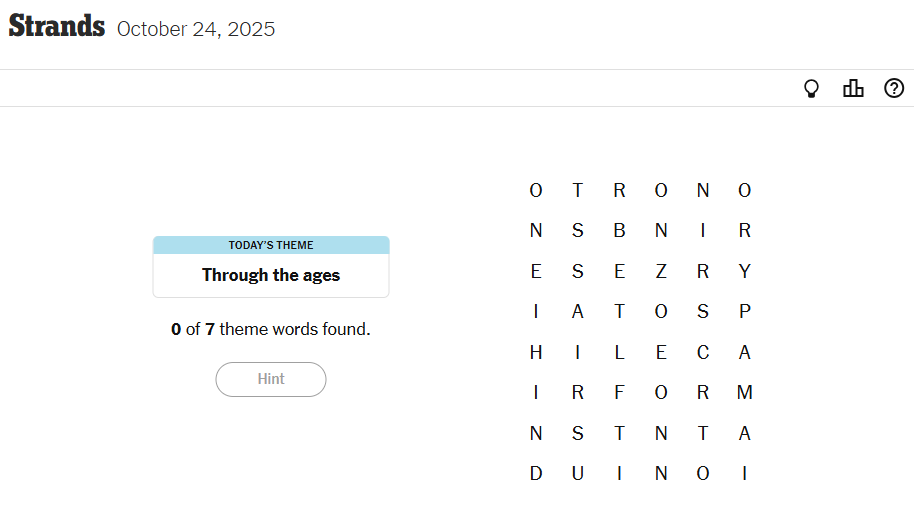 Today’s NYT Strands Theme For October 24, 2025